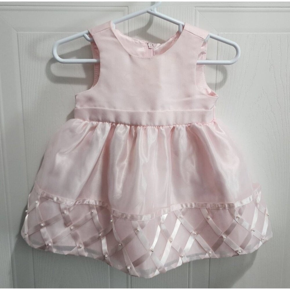 Couture Princess Baby Girl Sleeveless Special Occasion Dress Solid Pink Size 9M‎